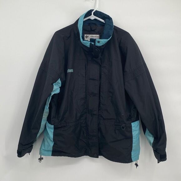 Vintage Columbia 3 in 1 Winter Jacket fleece Coat Black Teal Women's Large - Picture 1 of 12